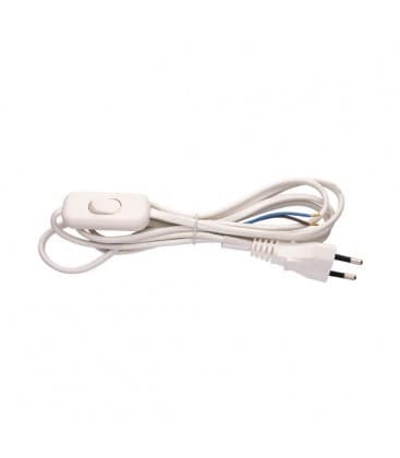 Flat Cable Power Cord 2x0,75mm² 2m White Switch Included 9299-12899