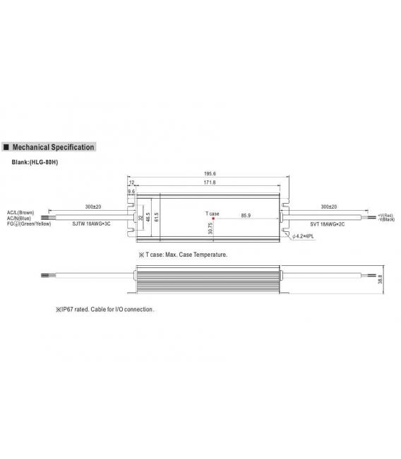 Driver LED HLG 80H 12 V, 60 W de potencia Impermeable – foto