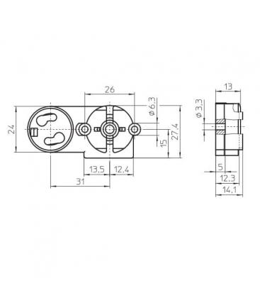 47200 Okov za žarnico z nastavkom za zagon - G13 T8 9550-13543