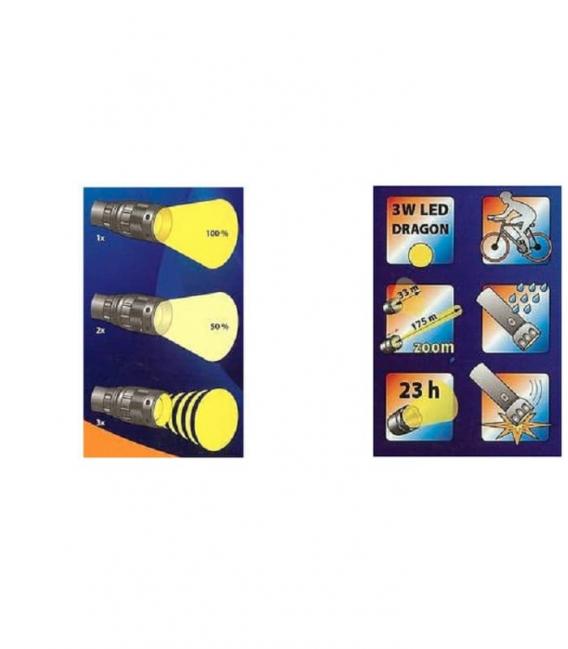 3W DRAGON LED-Taschenlampe mit Zoom-Halter - 3 Modi | Taschenlampen & Taschenlampen – foto