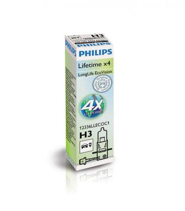 Tuning 12V H3 LongLife EcoVision Autolampe 55W PK22s Philips