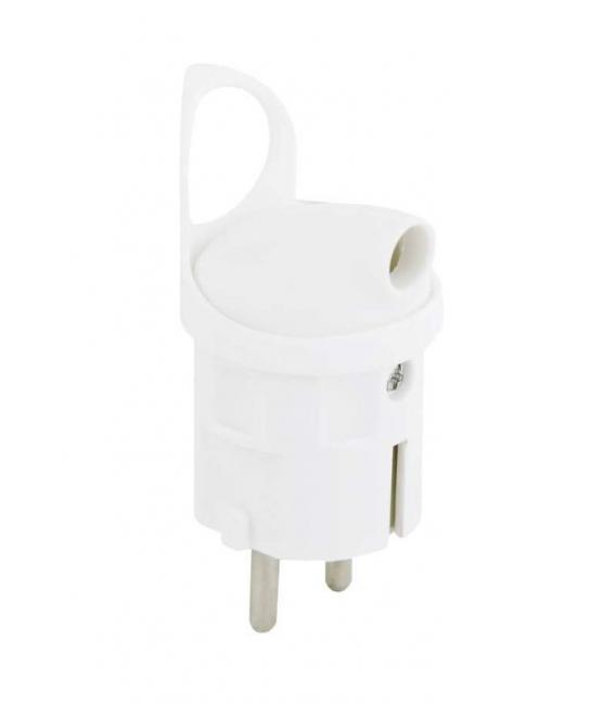 Enchufe acodado blanco con toma de corriente lateral - Cable alargador eléctrico – foto