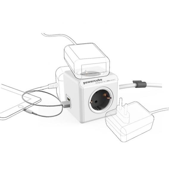 PowerCube prolunga USB tipo F - Grigio 1,5 m | Cavo di prolunga elettrica – Foto