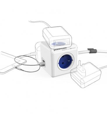 PowerCube Extended USB Type F Cobalt Blue 1.5m - Electrical Extension Cord 11063-22934