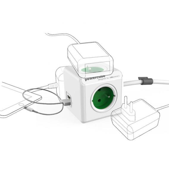 PowerCube Extended USB Type F Green 1.5m - Electrical Extension Cord – photo