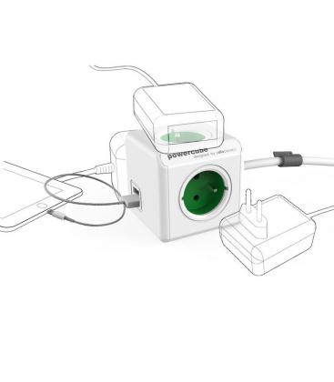 PowerCube podaljšani USB tipa F zeleni 1,5 m - Električni podaljšek 11064-22938