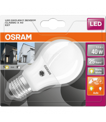 Lámpara LED con sensor de luz diurna Classic A 5W 2700K E27 11139-23122