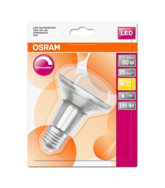 Superstar R80 60 Lámpara LED regulable de 5,9 W - E27, 240 V, haz de luz de 36° – foto