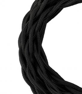 Decorative Textile Cable twisted 2C black 3m