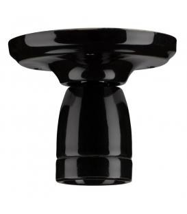 Portalámparas decorativo E27 porcelana, negro