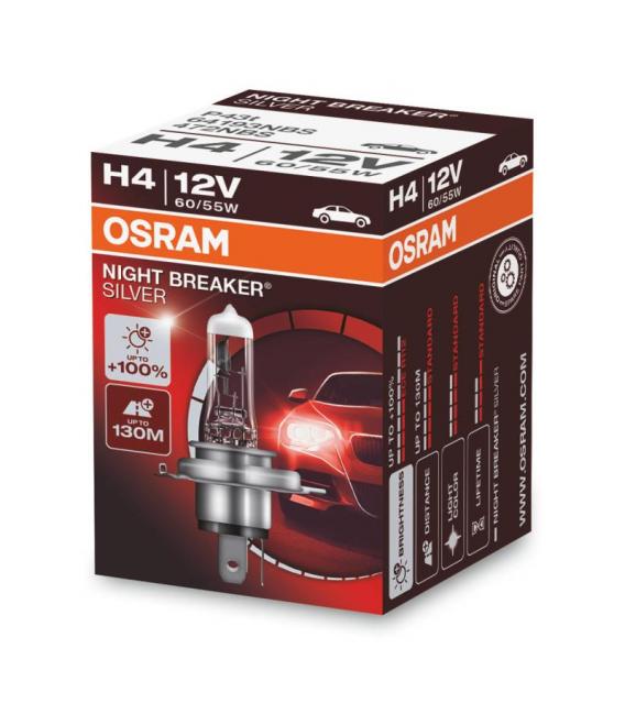 Avtomobilska žarnica H4 60/55W 12V P43t Night Breaker srebrna - Tuning – fotografija