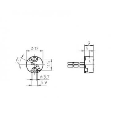 450mm Lead Lampholder Base - G4 GX5.3 G6.35 Design 4101-3344