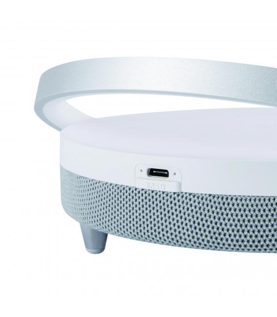 Svetilka LED SATURN: Brezžični polnilec in zvočnik Bluetooth – fotografija