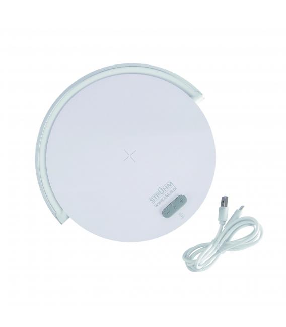 Svetilka LED SATURN: Brezžični polnilec in zvočnik Bluetooth – fotografija
