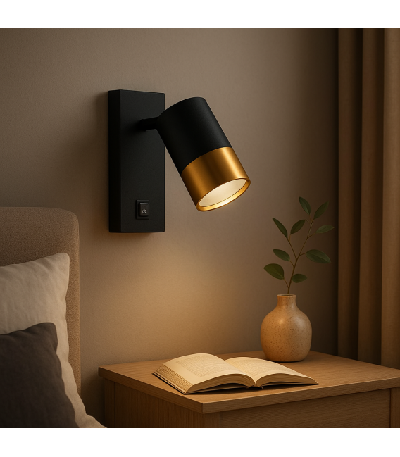 PUZON WLL GU10 Negro/Oro Luminaria con interruptor – foto