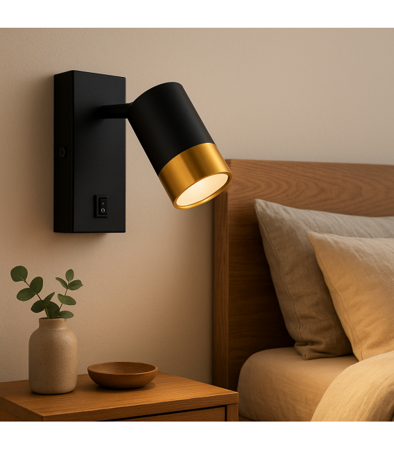 PUZON WLL GU10 Noir/Or Luminaire avec interrupteur – Photo