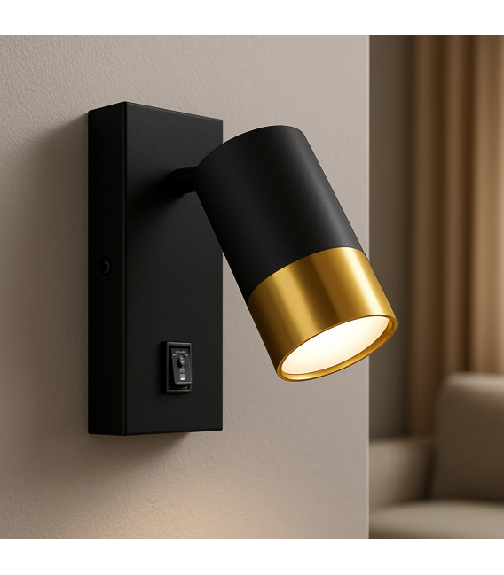 PUZON WLL GU10 črna/zlata svetilka s stikalom – fotografija