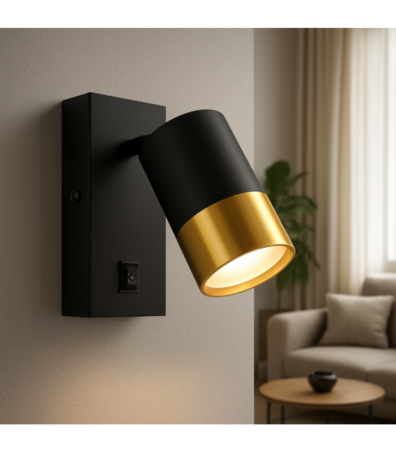 PUZON WLL GU10 Noir/Or Luminaire avec interrupteur – Photo