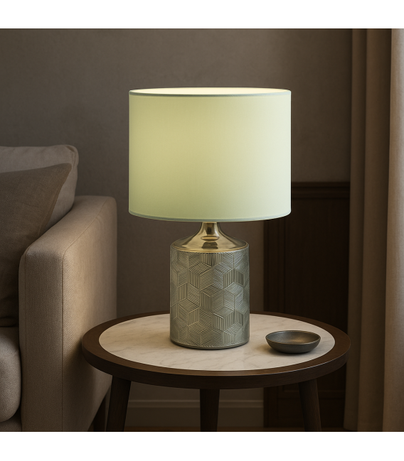 LINDA E14 Chrome Table Lamp - Elegant White Finish – photo