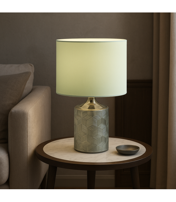 Namizna svetilka LINDA E14 Krom - elegantna bela barva – fotografija