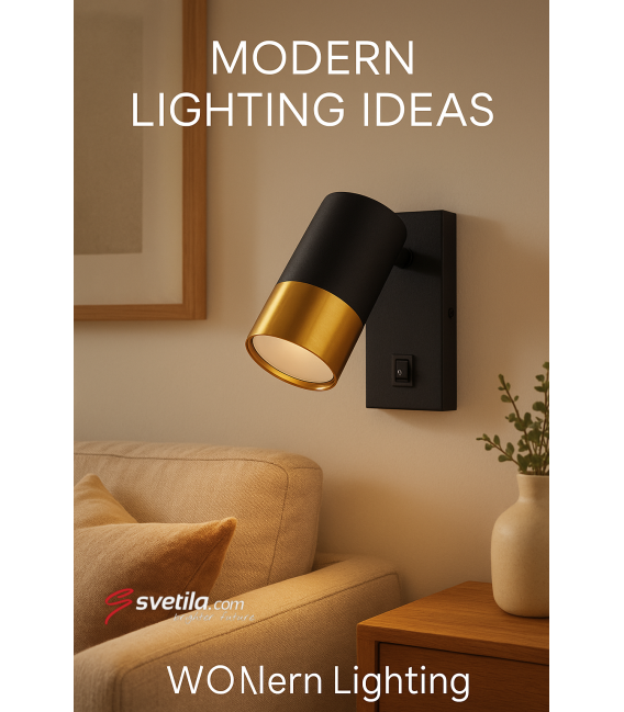 PUZON WLL GU10 Black/Gold Luminaire with Switch – photo