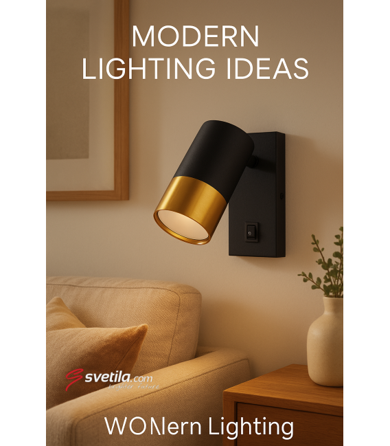 PUZON WLL GU10 Negro/Oro Luminaria con interruptor – foto