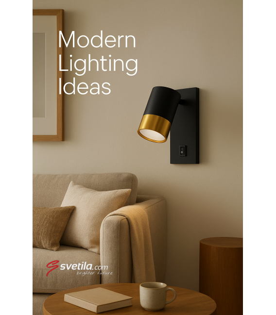 PUZON WLL GU10 Black/Gold Luminaire with Switch – photo