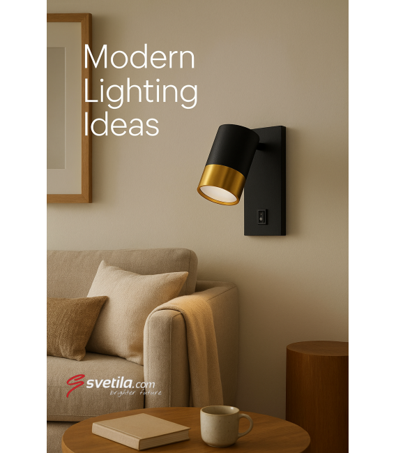 PUZON WLL GU10 Schwarz/Gold Leuchte mit Schalter – foto