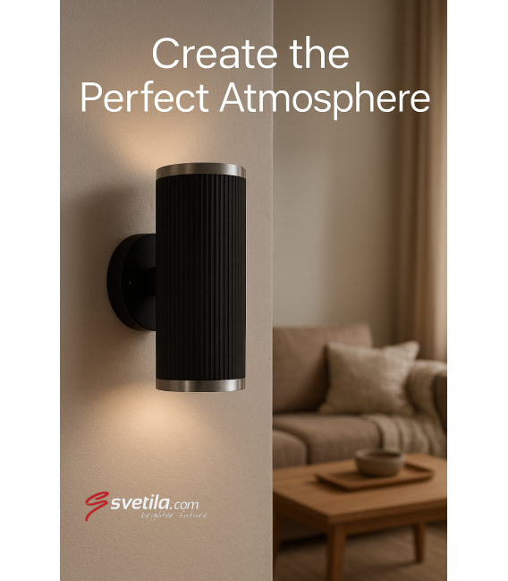 FRIDA WLL 2XGU10 Noir Chromé - Luminaire unique de haut en bas – Photo