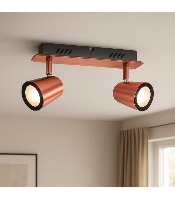 RUDA 2L LED svetilka - 2x6W WW bakrena/kromirana površina – fotografija