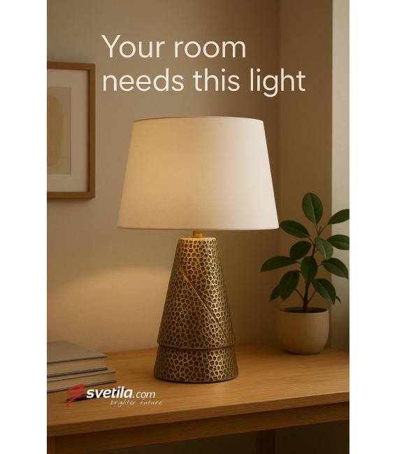 Lámpara de mesa Gold MAGDA E27 en beige - Solución de iluminación única – foto