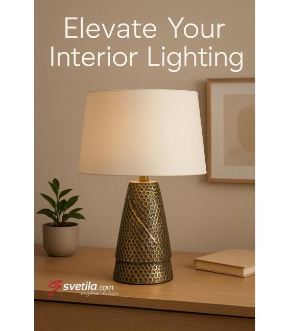 Gold MAGDA E27 Table Lamp in Beige - Solution – photo