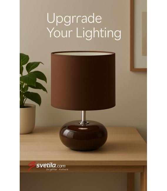 Lampe à poser PATI E14 marron - Illuminez votre bureau – Photo