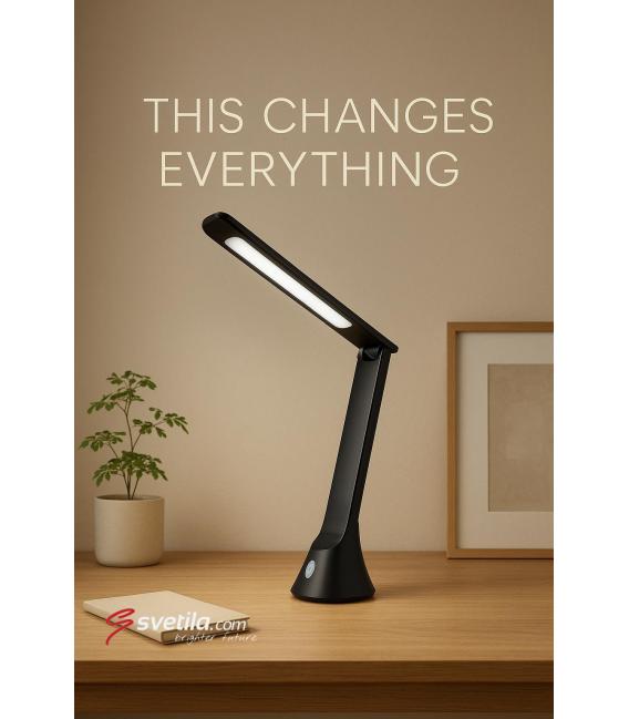 GIBON Schwarze LED-Schreibtischlampe - einstellbare Helligkeit und weißes Licht – foto