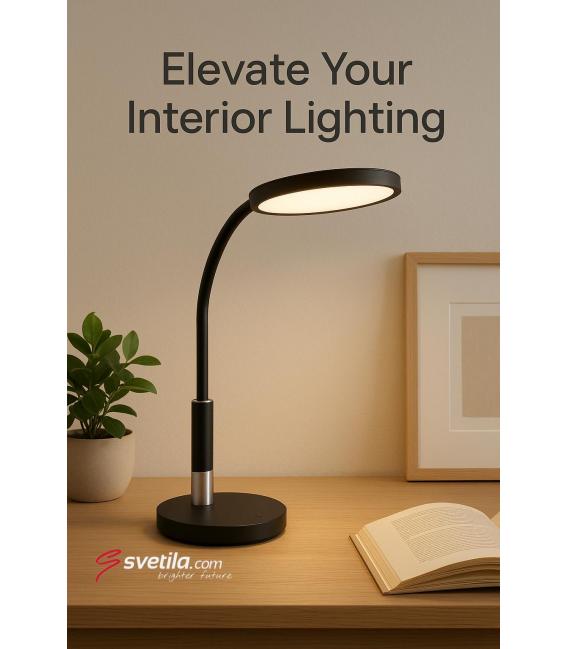 Lampe de bureau SAMUEL LED noire avec commande d'éclairage à cinq niveaux – Photo