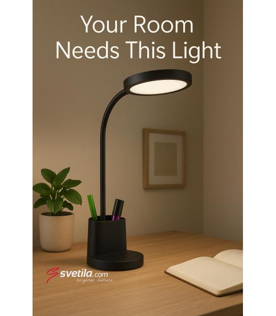 LABOR Lampada da scrivania a LED con luminosità a 3 livelli e supporto per matita - Nero – Foto