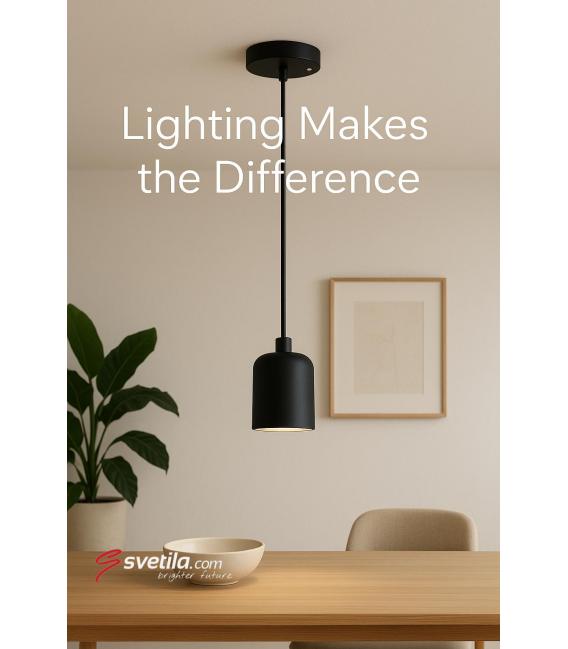 Luminaria Colgante UNO E27 CLG Negro 220V, 60W, Elegant – foto